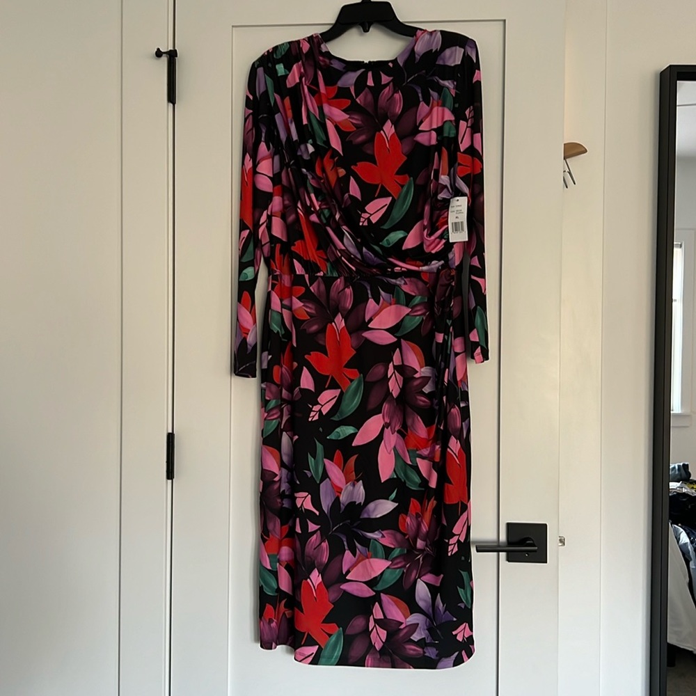 NWT Alexia Admor Neon Floral long sleeve dress size XL
